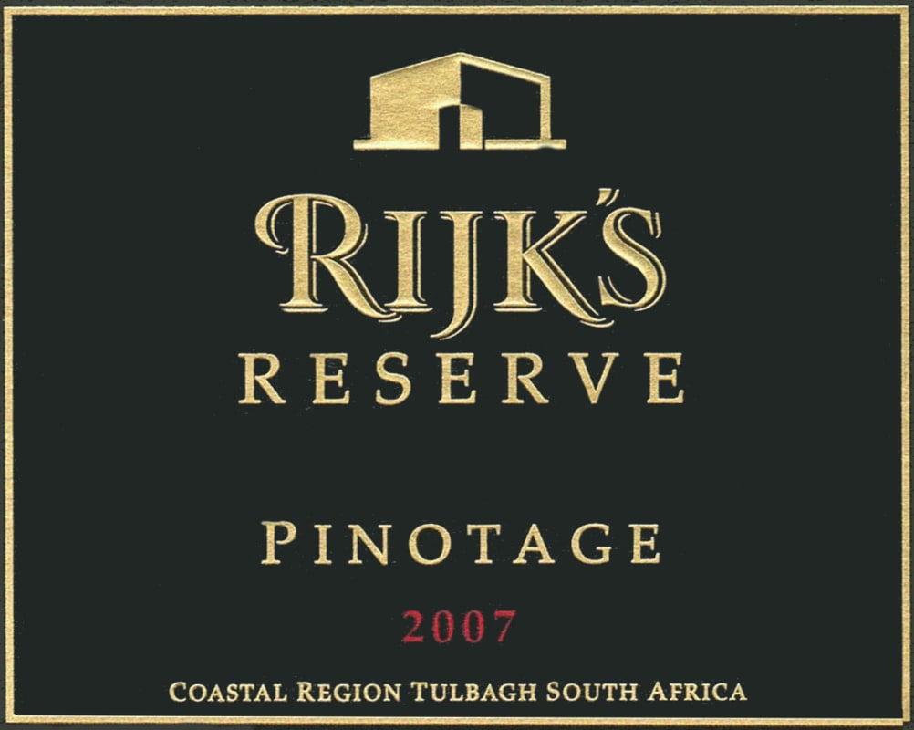 Rijk's Private Cellar Reserve Pinotage 2007 Front Label