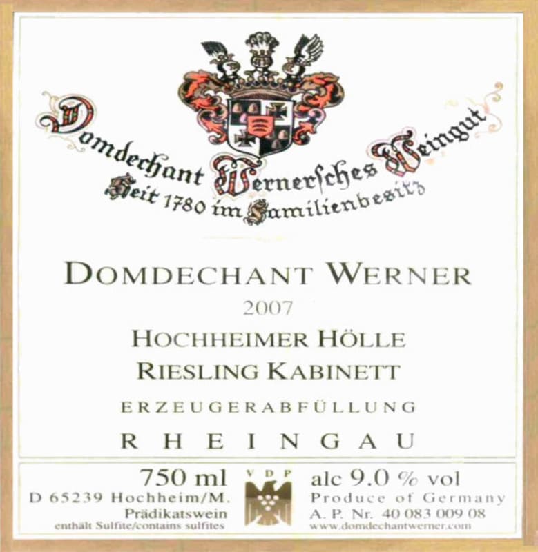Domdechant Werner Hochheimer Holle Kabinett 2007 Front Label