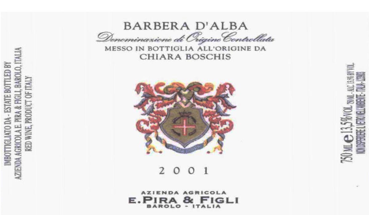 E. Pira e Figli Barbera d'Alba 2001 Front Label