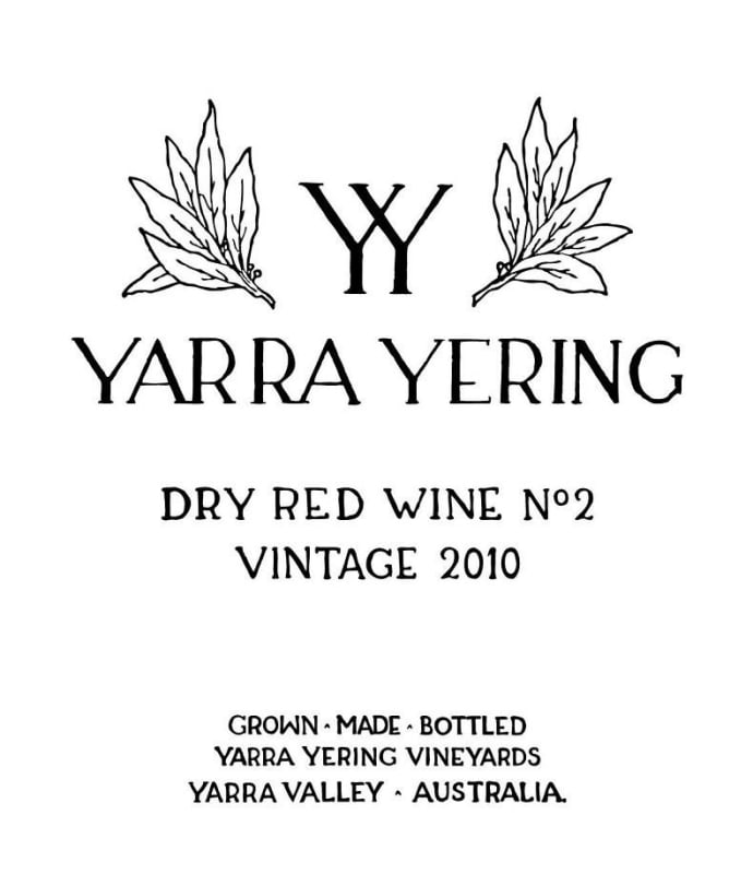 Yarra Yering No. 2 Dry Red 2010 Front Label