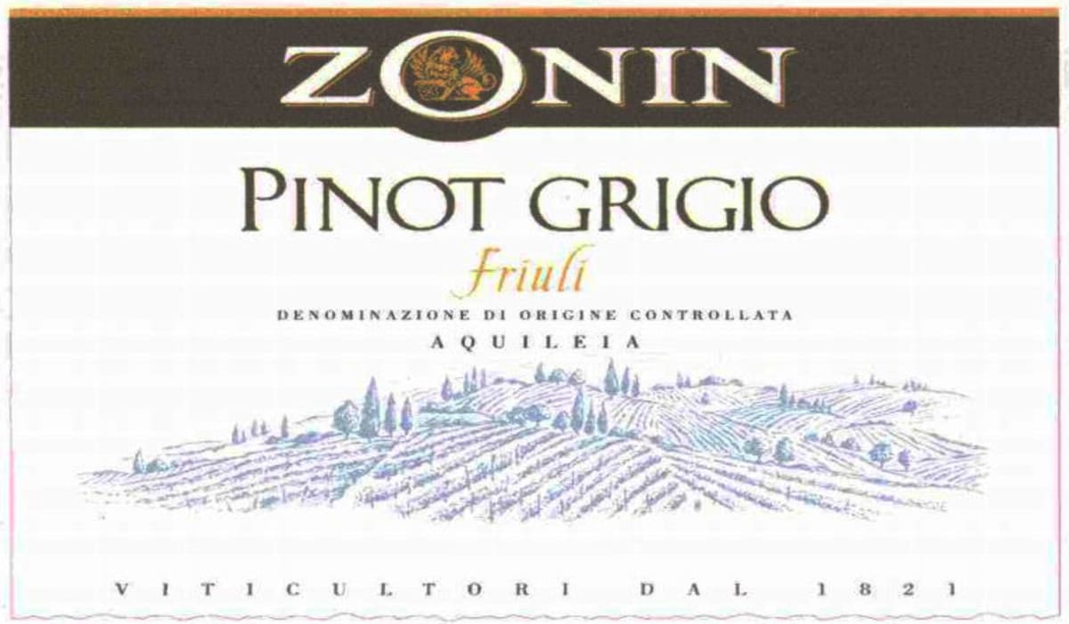 Zonin Aquileia Pinot Grigio 2004 Front Label
