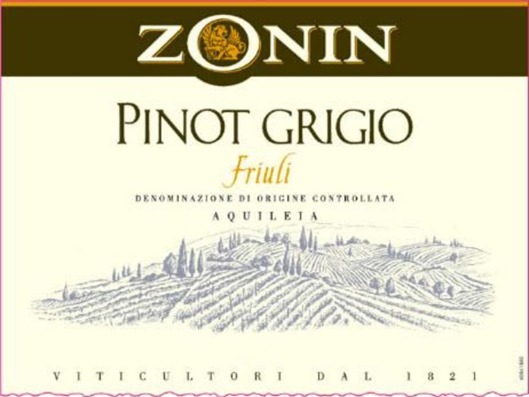 Zonin Aquileia Pinot Grigio 2012 Front Label