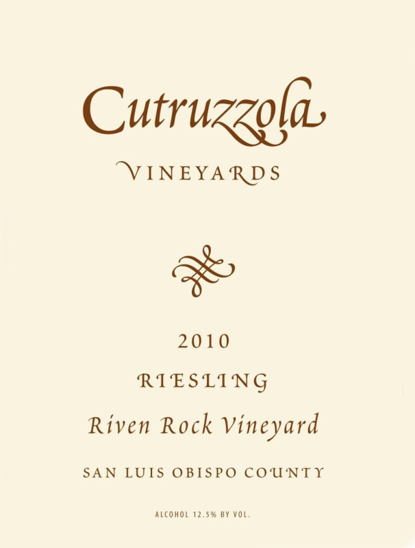 Cutruzzola Vineyards Riven Rock Vineyard Riesling 2010 Front Label