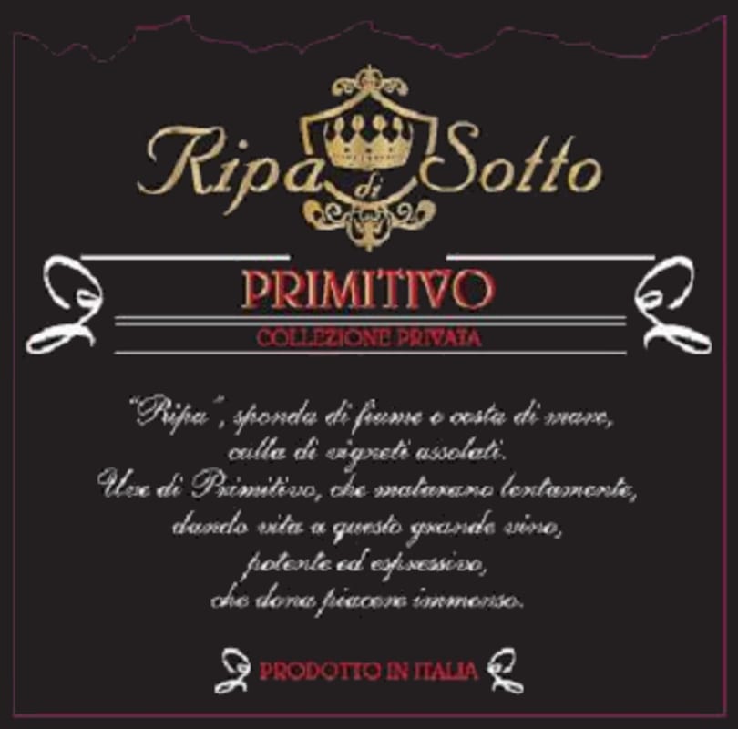 Ripa di Sotto Puglia Collezione Privata Primitivo 2013 Front Label