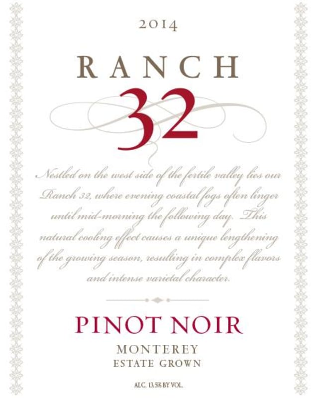 Ranch 32 Wines Estate Grown Pinot Noir 2014 Front Label