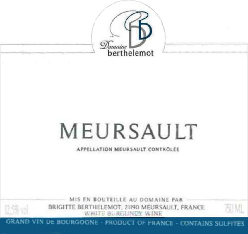 Domaine Berthelemot Meursault 2015 Front Label