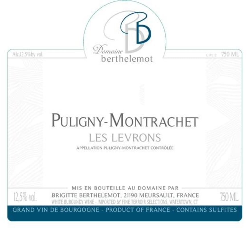Domaine Berthelemot Puligny-Montrachet Les Levrons 2015 Front Label