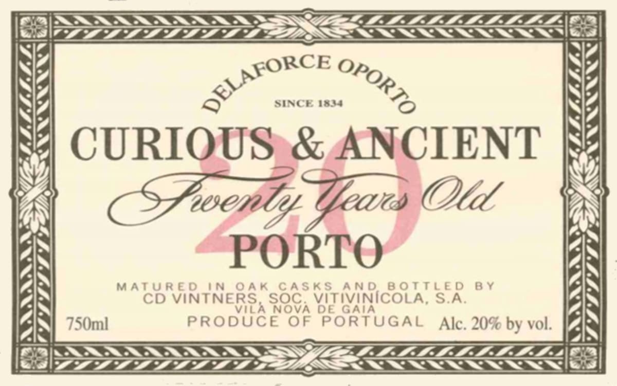 Delaforce Curious and Ancient 20 Year Old Tawny Port 2012 Front Label