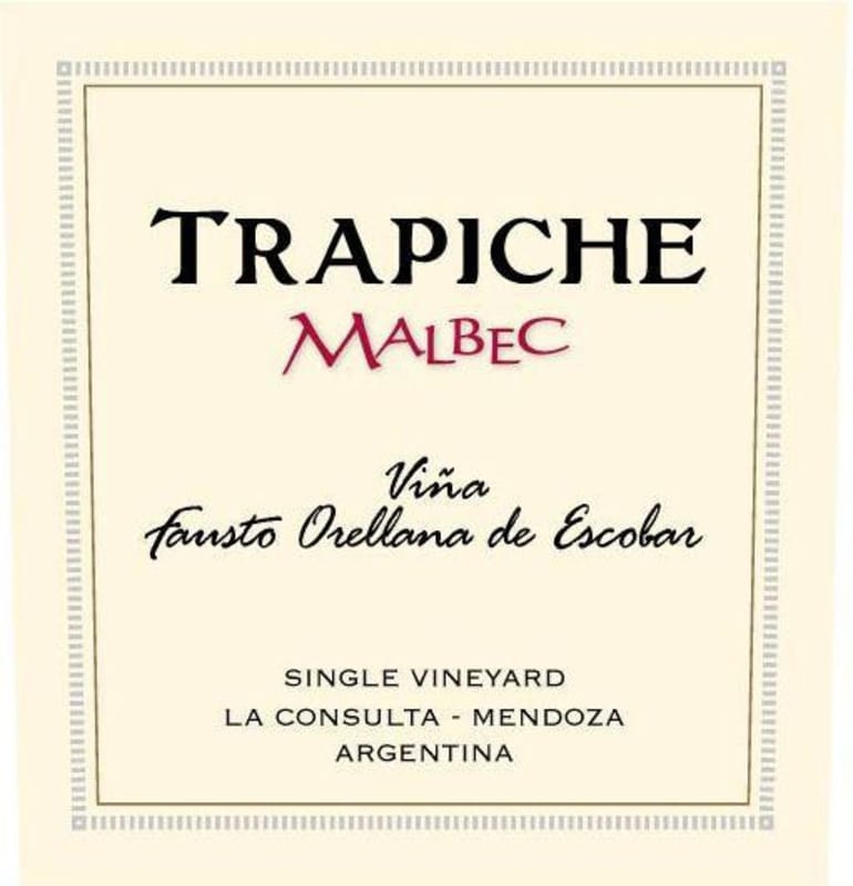 Trapiche Vina Fausto Orellana de Escobar Malbec 2012 Front Label