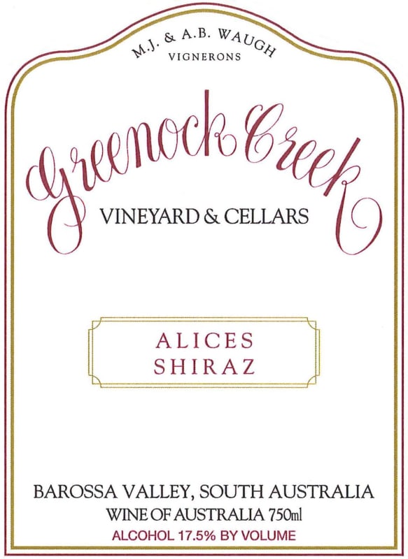 Greenock Creek Alices Shiraz 2006 Front Label