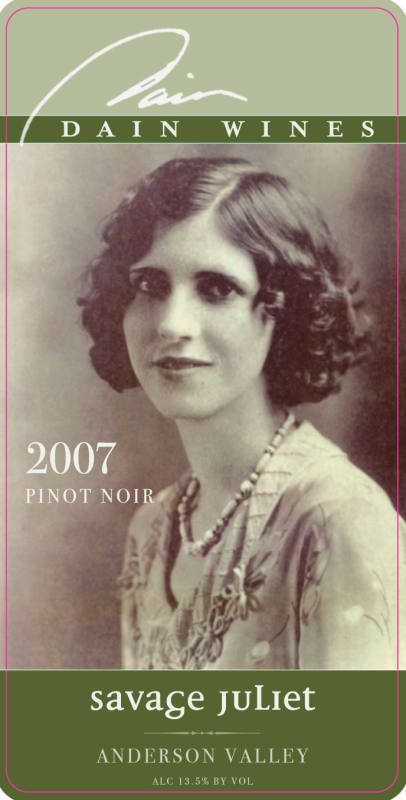 Dain Wines Savage Juliet Pinot Noir 2007 Front Label