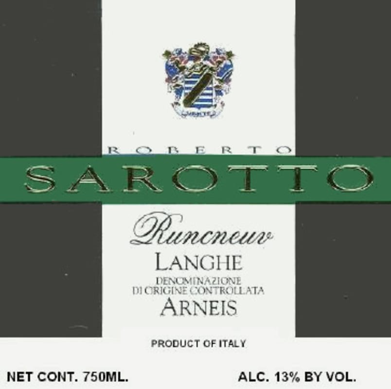 Roberto Sarotto Langhe Runchneuv Arneis 2013 Front Label