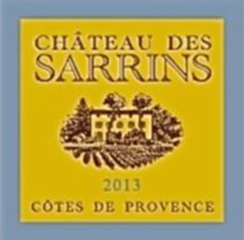 Chateau des Sarrins Cotes de Provence Rouge 2013 Front Label