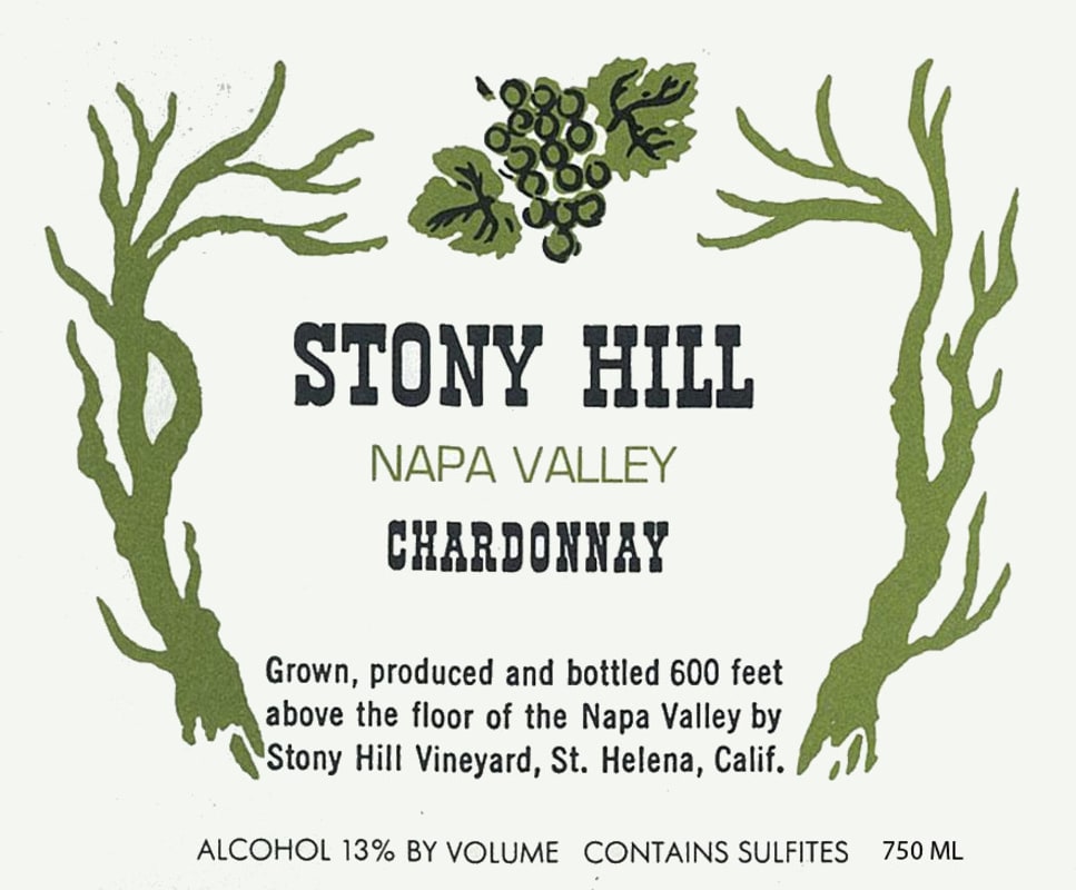 Stony Hill Chardonnay 2000 Front Label
