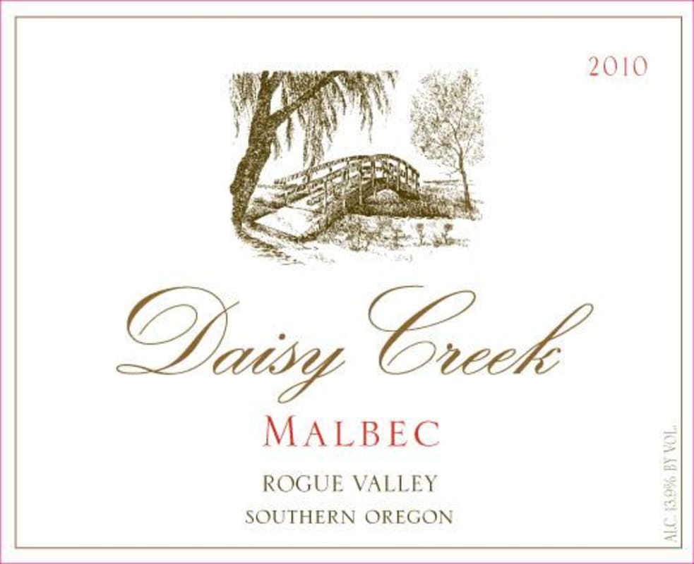 Daisy Creek Vineyard Malbec 2010 Front Label