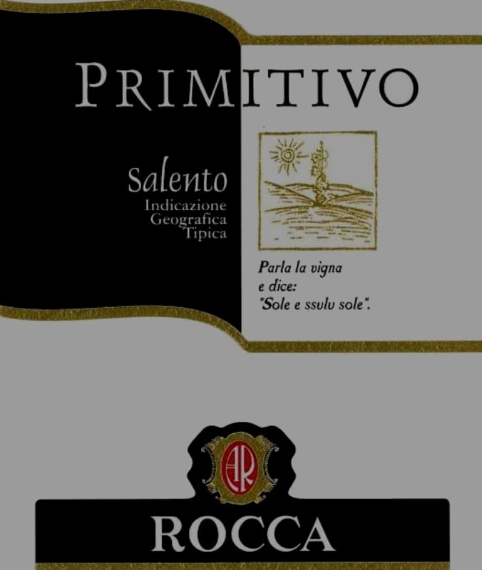 Rocca Vini Superiori Salento Primitivo 2012 Front Label