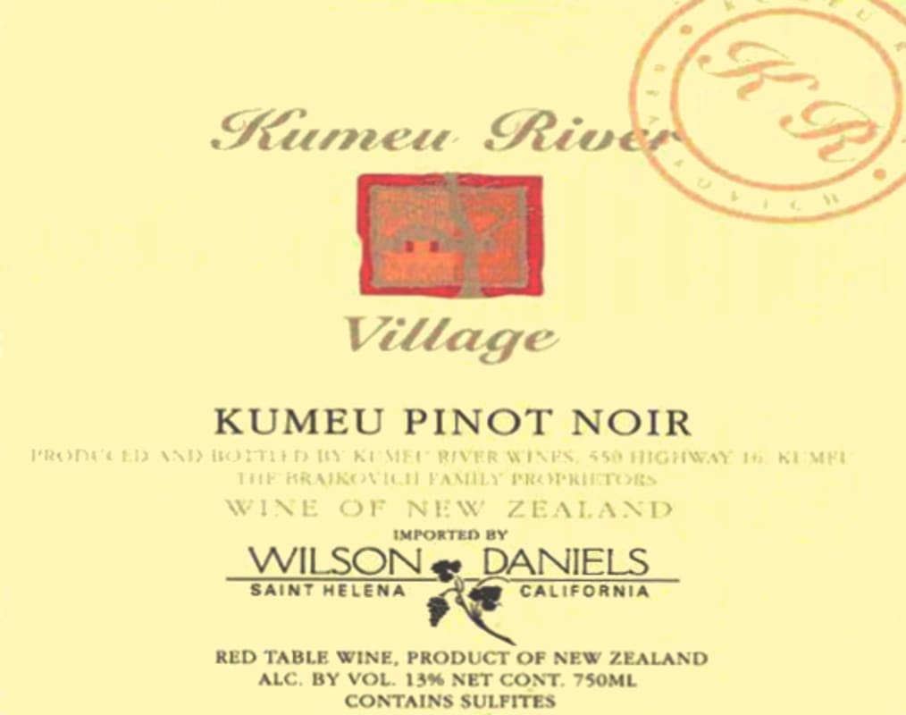 Kumeu River Village Pinot Noir 2010 Front Label