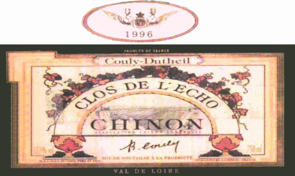 Couly-Dutheil Chinon Clos de l'Echo 1996 Front Label