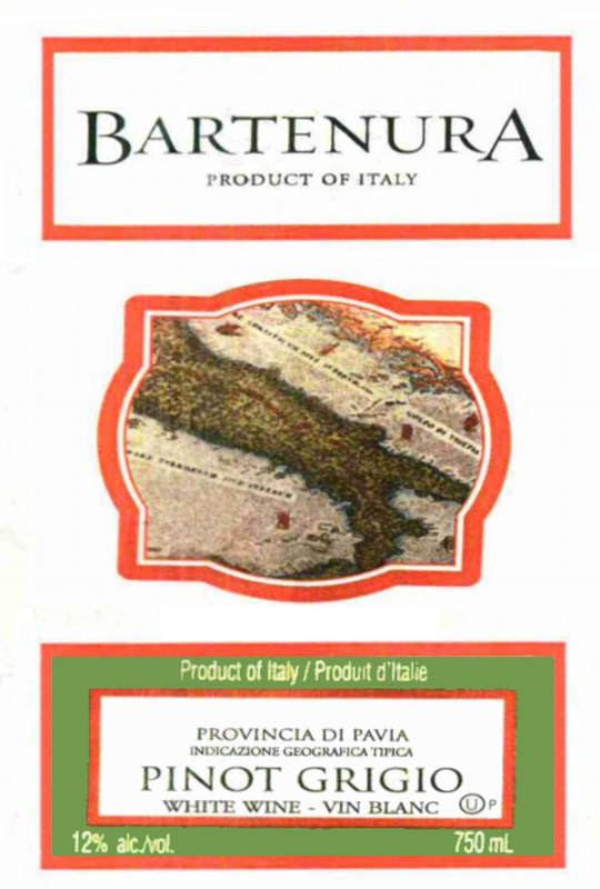 Bartenura Pinot Grigio (OU Kosher) 2013 Front Label