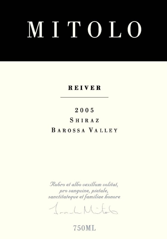 Mitolo Reiver Shiraz 2005 Front Label