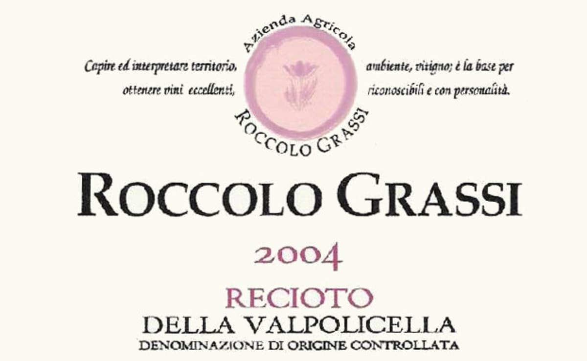Roccolo Grassi Recioto della Valpolicella 2004 Front Label