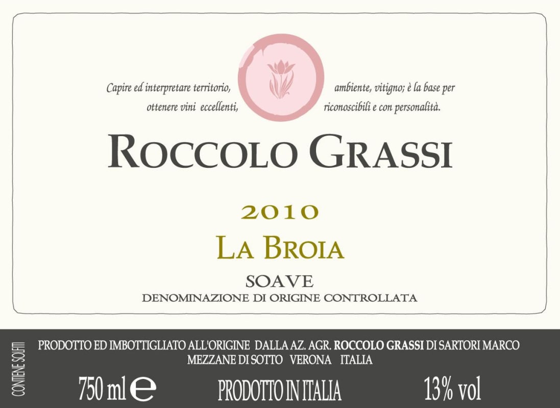 Roccolo Grassi Soave La Broia 2010 Front Label