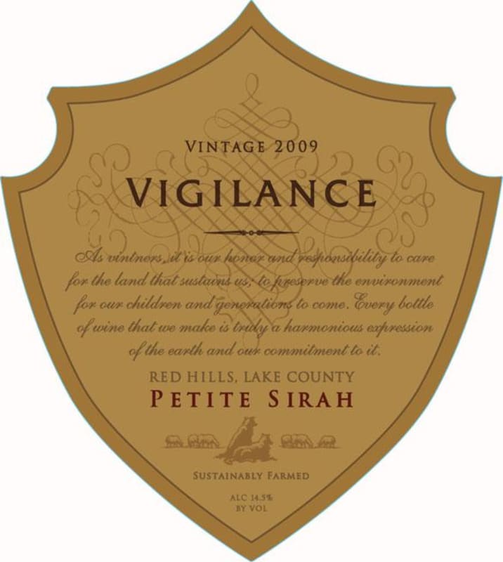 Vigilance Petite Sirah 2009 Front Label