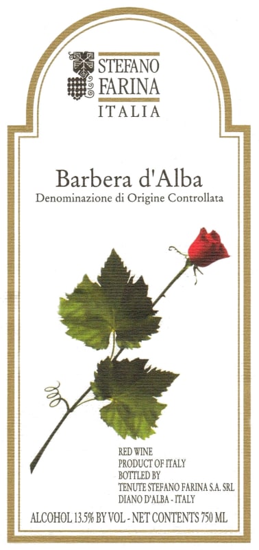 Stefano Farina Barbera d'Alba 2012 Front Label