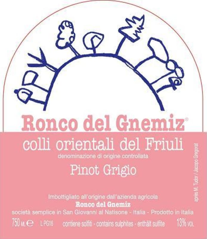Ronco del Gnemiz Pinot Grigio 2009 Front Label