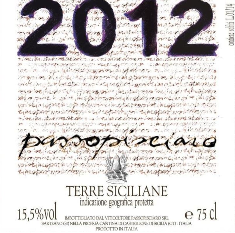 Passopisciaro Passorosso 2012 Front Label