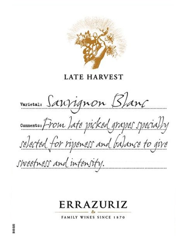 Errazuriz Late Harvest Sauvignon Blanc 2015 Front Label