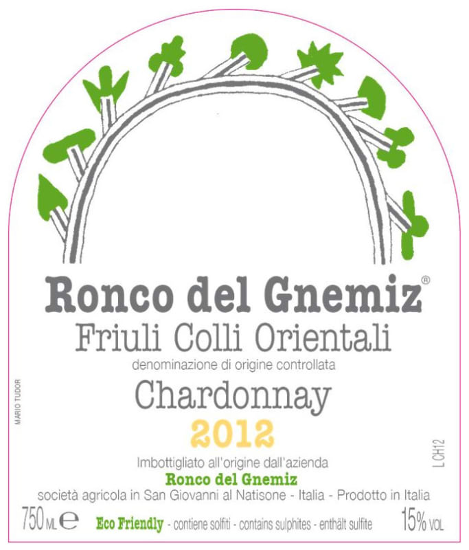 Ronco del Gnemiz Chardonnay 2012 Front Label