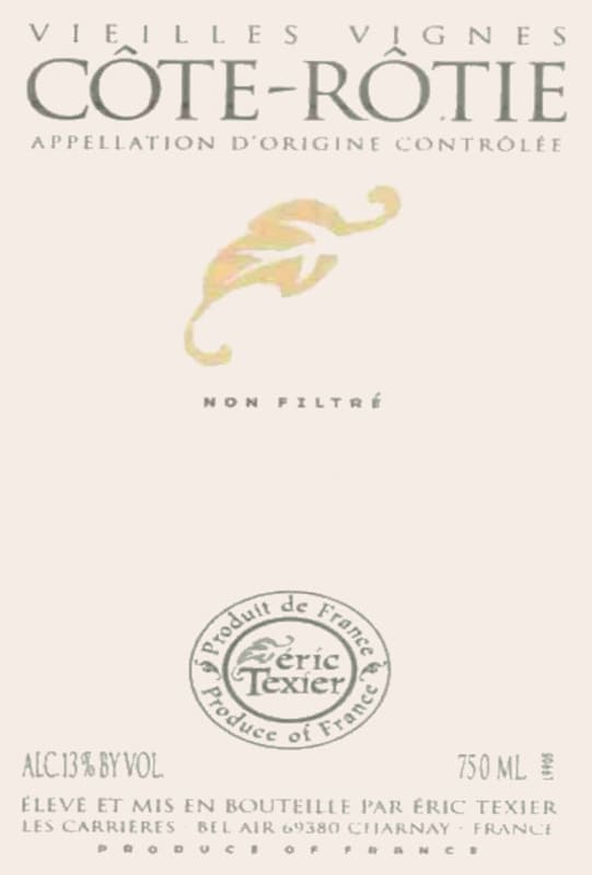 Eric Texier Cote Rotie Vieilles Vignes 2013 Front Label
