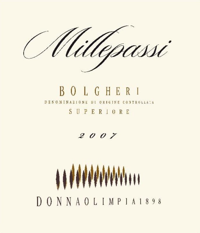 Donna Olimpia 1898 Bolgheri Millepassi Superiore 2007 Front Label