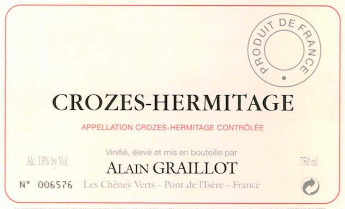 Alain Graillot Crozes-Hermitage Rouge 2014 Front Label