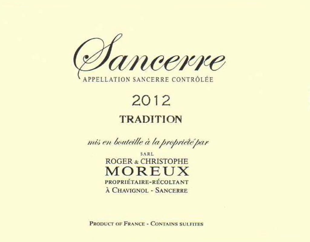 Roger et Christophe Moreux Sancerre Tradition 2012 Front Label