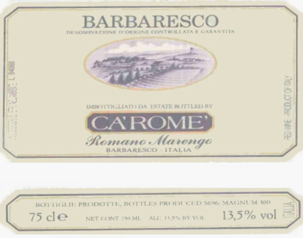 Ca' Rome Barbaresco Romano Marengo 2005 Front Label