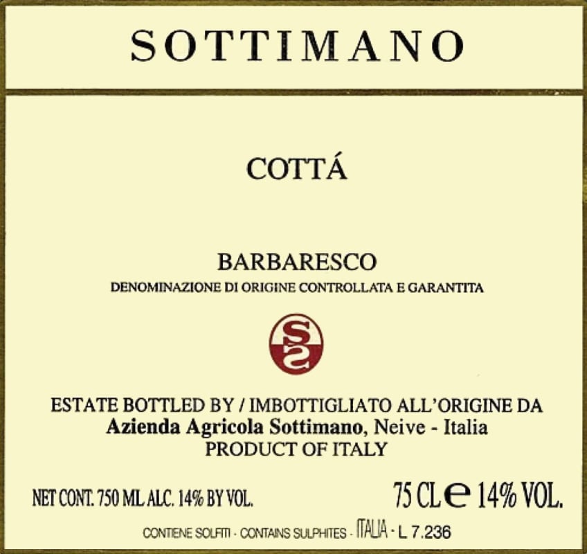 Sottimano Barbaresco Cotta 2006 Front Label