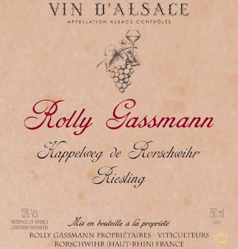 Rolly Gassmann Kappelweg de Rorschwihr Riesling 2008 Front Label