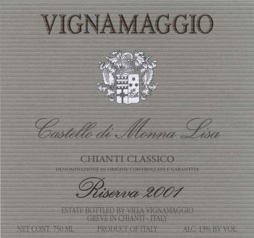 Vignamaggio Chianti Classico Monna Lisa Riserva 2001 Front Label