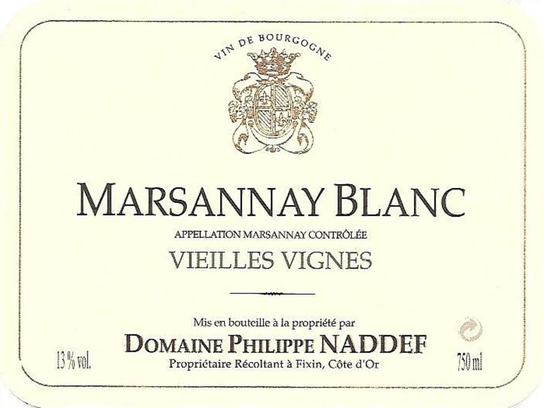 Philippe Naddef Marsannay Vieilles Vignes Blanc 2014 Front Label