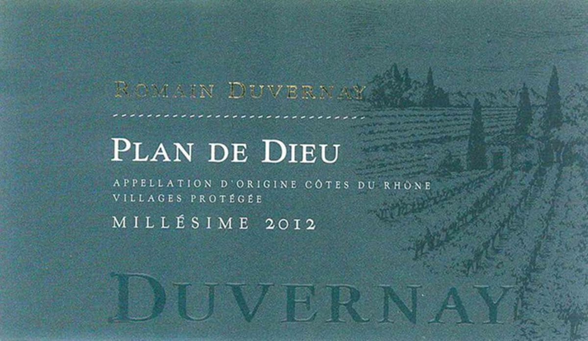 Romain Duvernay Cotes du Rhone Villages Plan de Dieu 2012 Front Label