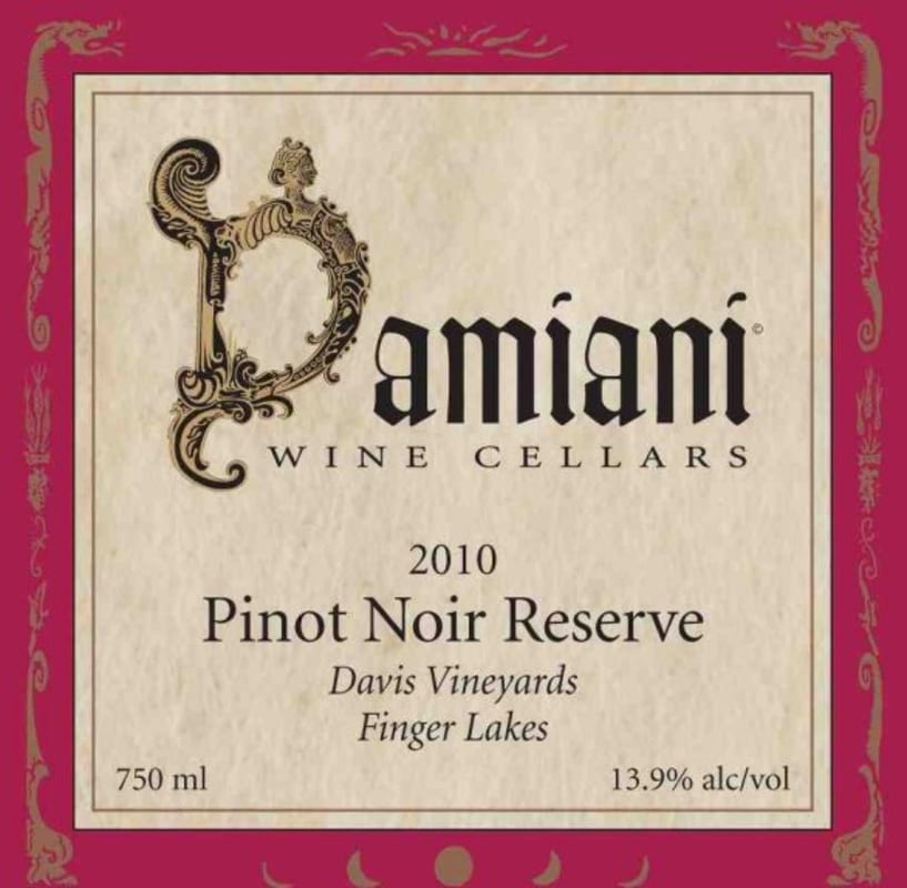 Damiani Wine Cellars Davis Vineyard Reserve Pinot Noir 2010 Front Label