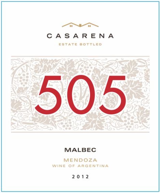 Casarena 505 Vineyards Malbec 2012 Front Label