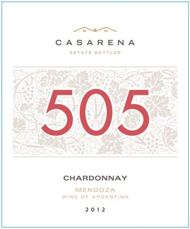 Casarena 505 Vineyards Chardonnay 2012 Front Label