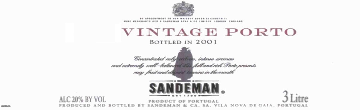 Sandeman Vintage Port 2003 Front Label