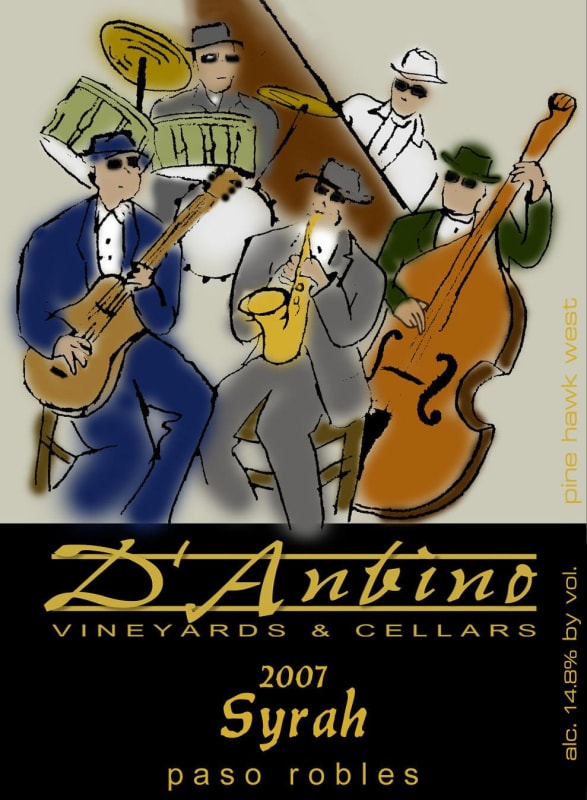 D'Anbino Vineyards & Cellars Syrah 2007 Front Label