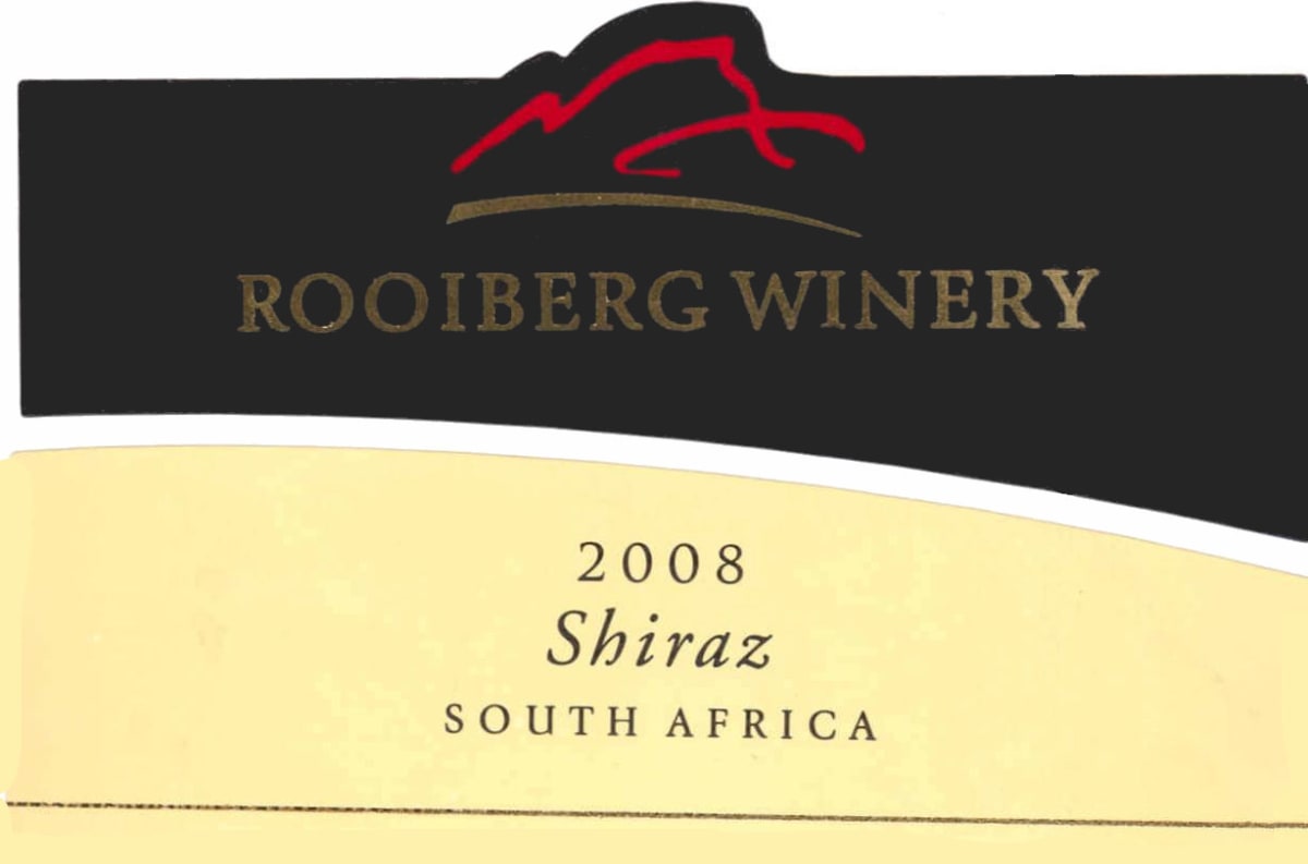 Rooiberg Winery Shiraz 2008 Front Label