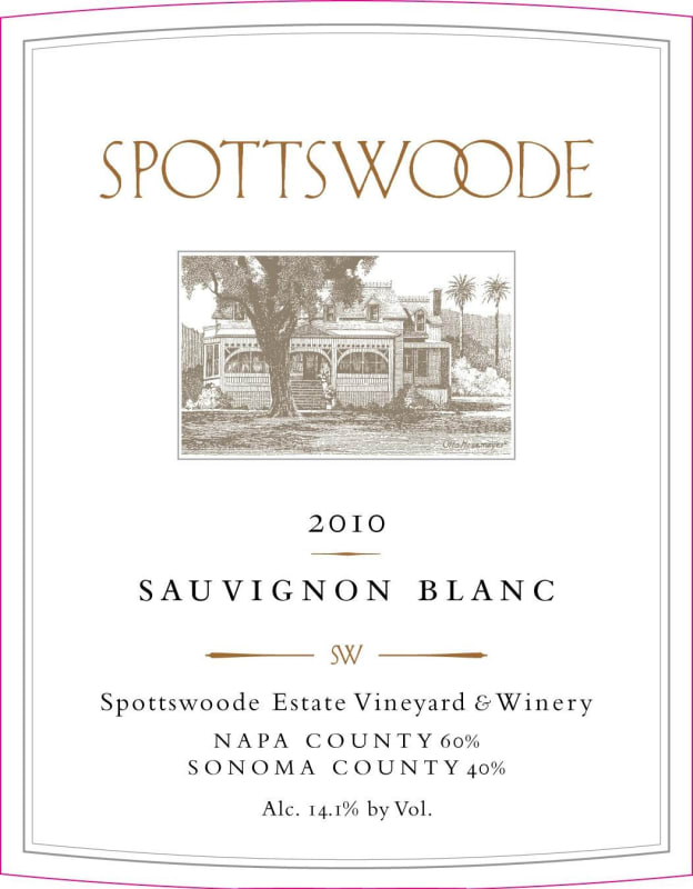Spottswoode Sauvignon Blanc 2010 Front Label