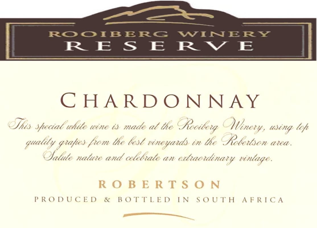 Rooiberg Winery Reserve Chardonnay 2011 Front Label